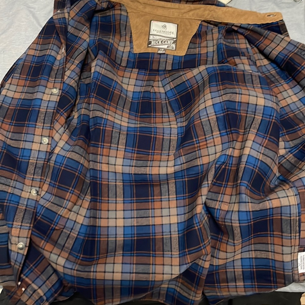 Legendary White Tails large checkered brown and blue flannel.